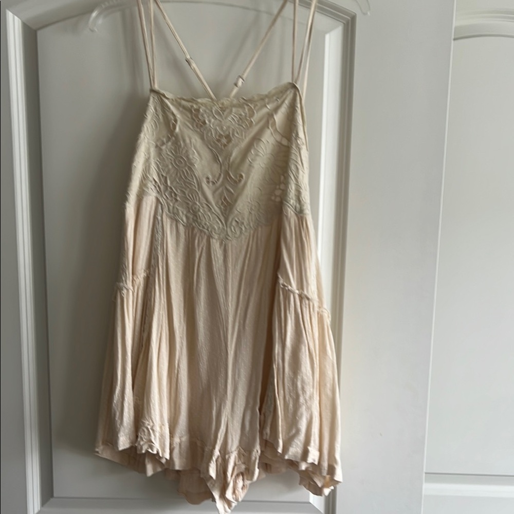 Free People Elegant Cream Lace Romper